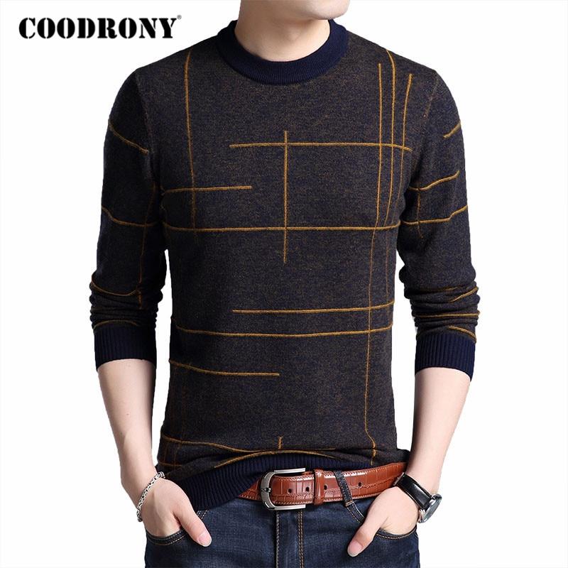 Men Spring Autumn O Neck Sweater Pull Homme Cotton Wool Pullover Men Striped Knitwear Mens Sweaters Shirt