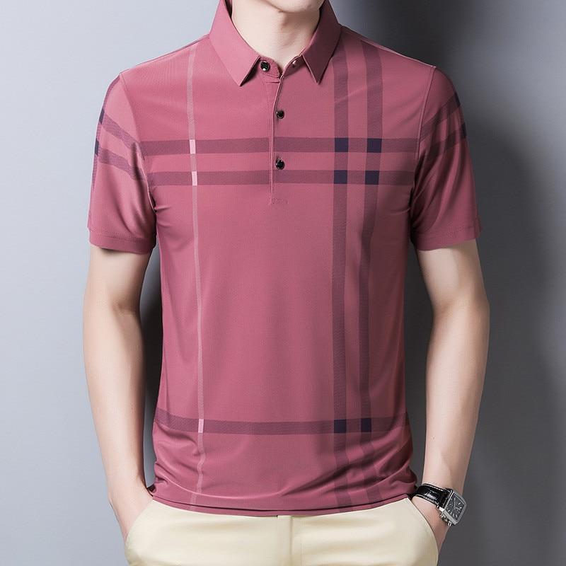 Fashion Brand Men Polo Summer Cool Thin Shirt for Men Short Sleeve Striped Casula Male Polo Shirt Korean Clothing