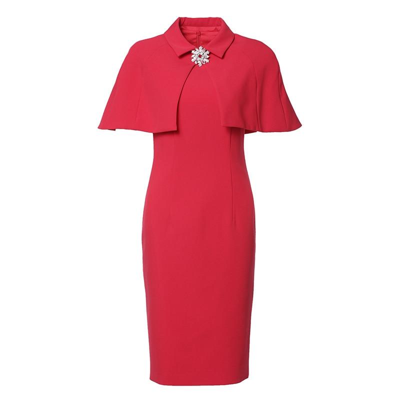 Women Style Red Slim Solid Dress