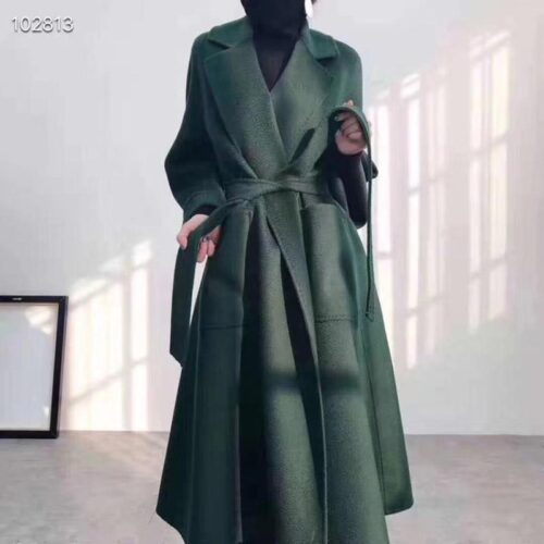 New Popular Women High End Water Ripple Dress Coat Double Sided Wool Coat Women Long Bathrobe Style Autumn Winter Coat For Women - Image 10