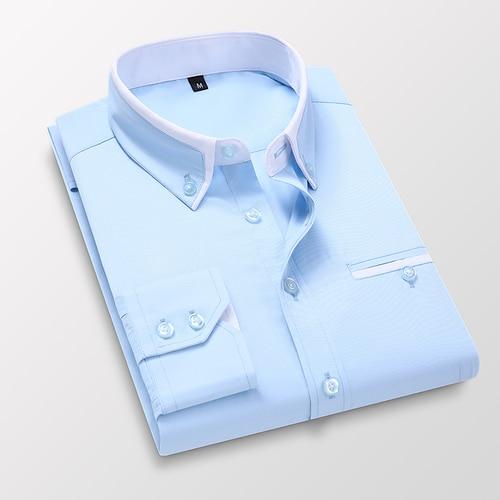 Men Summer Casual Cotton Dress Shirt Long Sleeved Male Slim Fit Spring Lapel Business dress shirt Tops Brand clothing 5XL