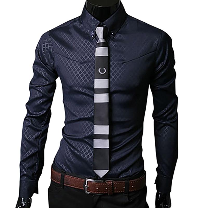 New Argyle luxury Men Business Style Dress shirt Slim Soft Comfort Slim Fit Styles Long Sleeve Casual Dress Shirt Gift For Men