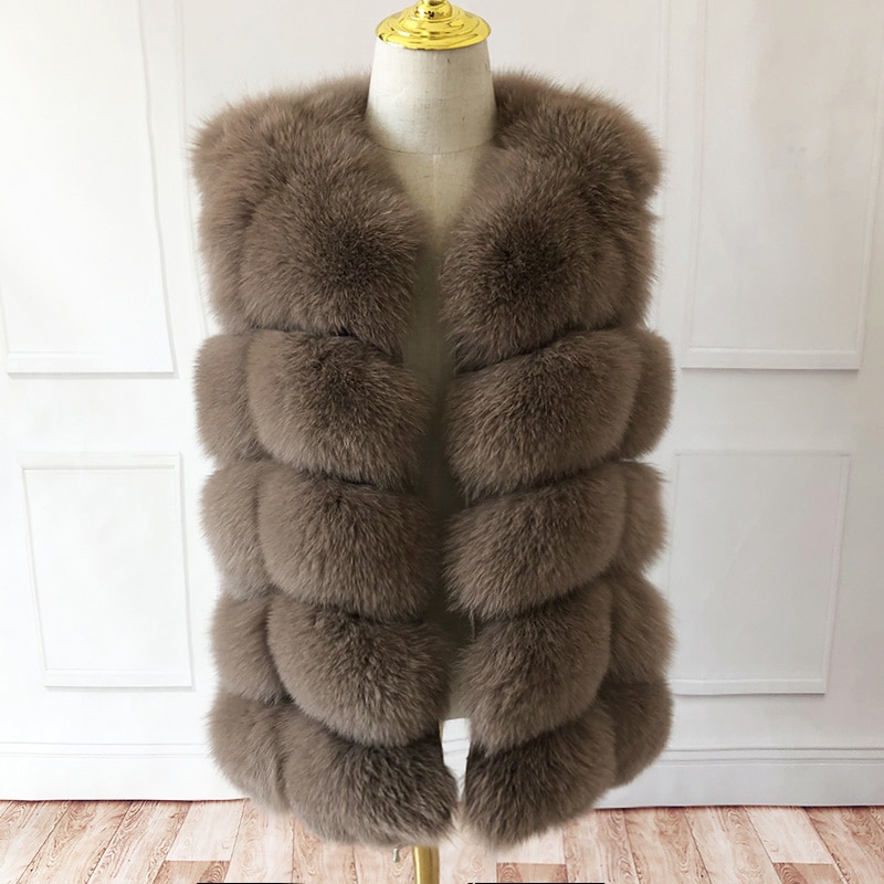 New Women High quality fox fur vest Jacket 100% natural real fur  fashion fur coat jacket vest Genuine Leather coat