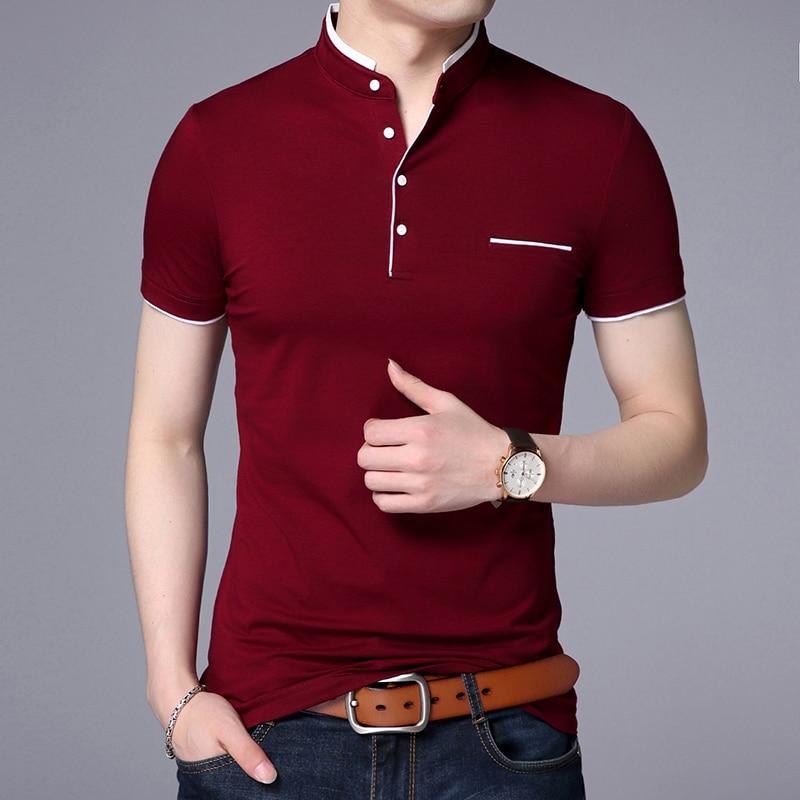 New Fashion Brand Summer Polo Men Mandarin Collar Slim Fit Shirt Solid Color Button Breathable Polos Casual Men Clothing