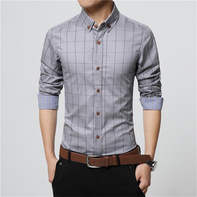 Men Plaid Cotton Dress Shirt Male High Quality Long Sleeve Slim Fit Business Casual Shirt Plus Size 5XL