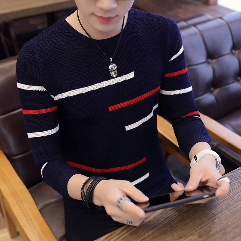 Men Casual O Neck Pullovers Sweater Men Winter Warm Clothes Korea Long Sleeve Knitted Sweater Pull Homme 3XL