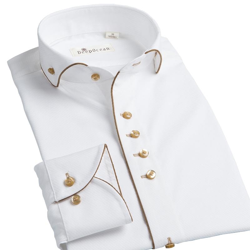 Men Windsor Collar White Dress Shirt Spring Autumn Long Sleeve Cotton Business Gentleman Slim Cufflinks Dress Blouse Korean Style