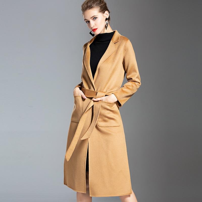New Women Winter Wool Coat Dress European And American Water Wave Cashmere Coat Medium and Long  Double Sided Women Cloth Coat