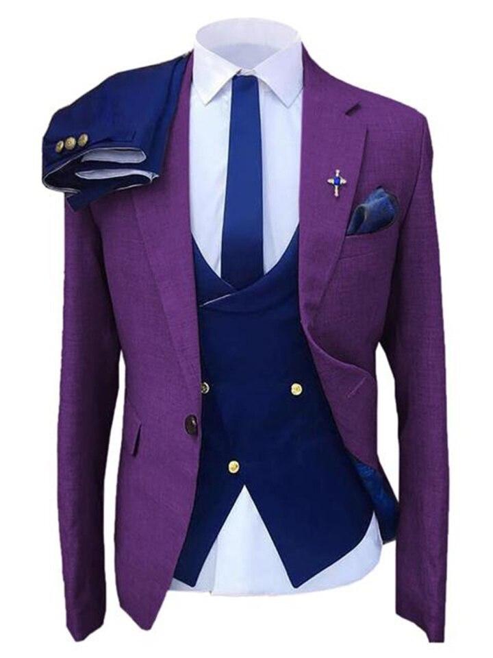 #1 Top New Men Navy Blue Vest Dress Suit Groom - ADDMPS