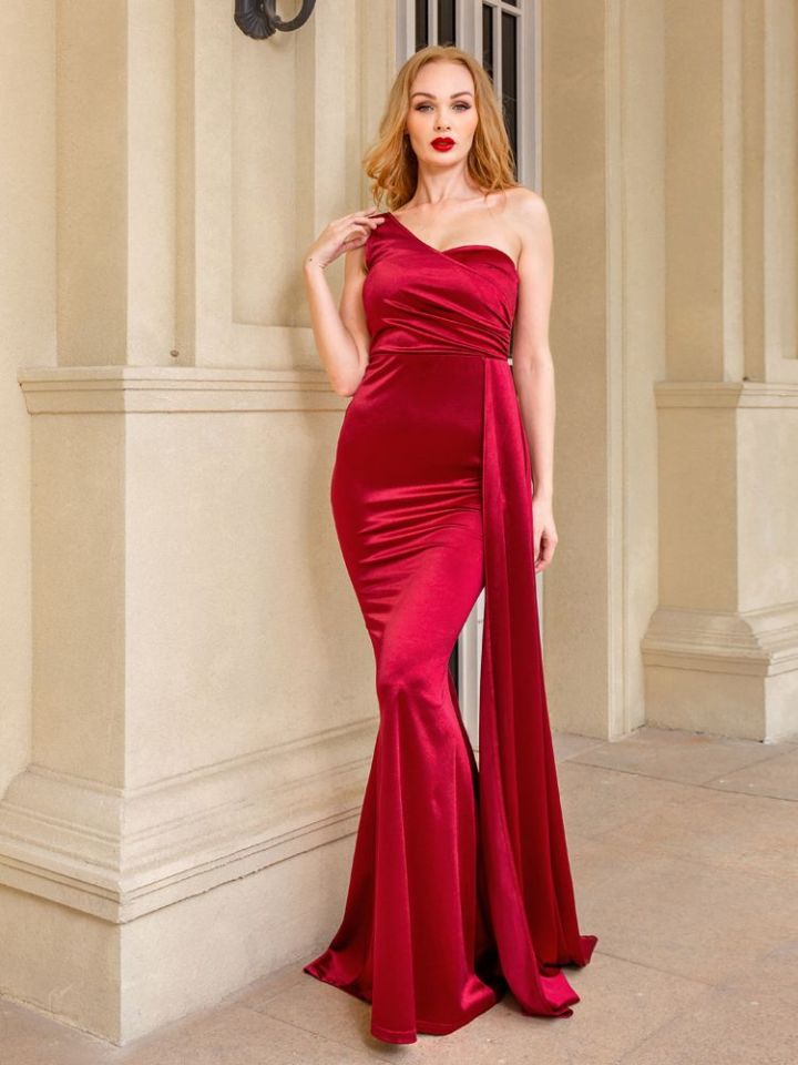 Women One Shoulder Padded Sexy Dress