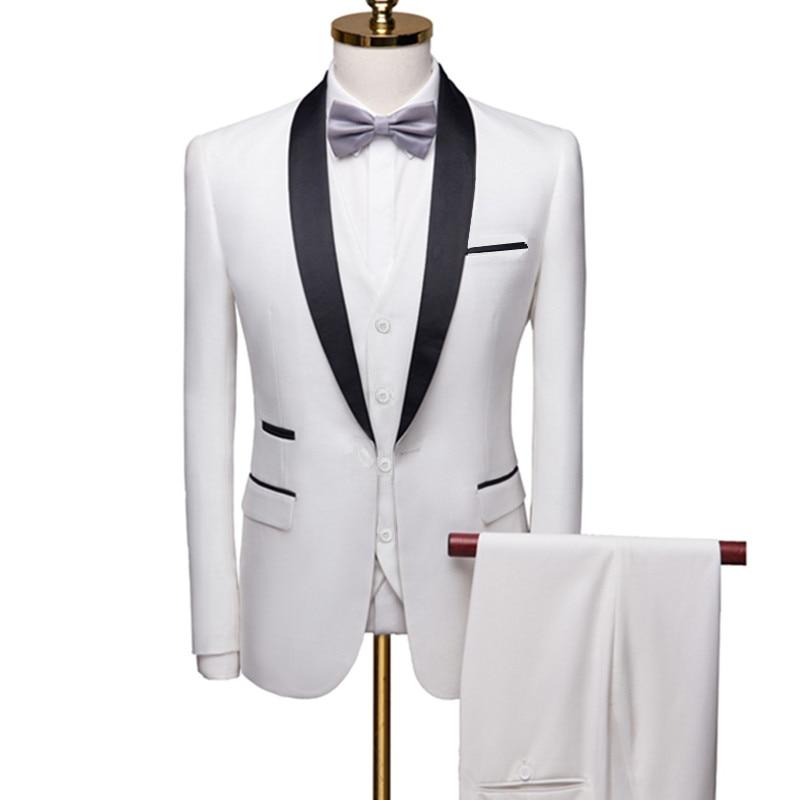 Men Autumn Wedding Party Dress Suit Three Pieces Jacket Trousers Set Large Size 5XL 6XL Male Blazer Coat Pants Vest Fashion Slim Fit Suit