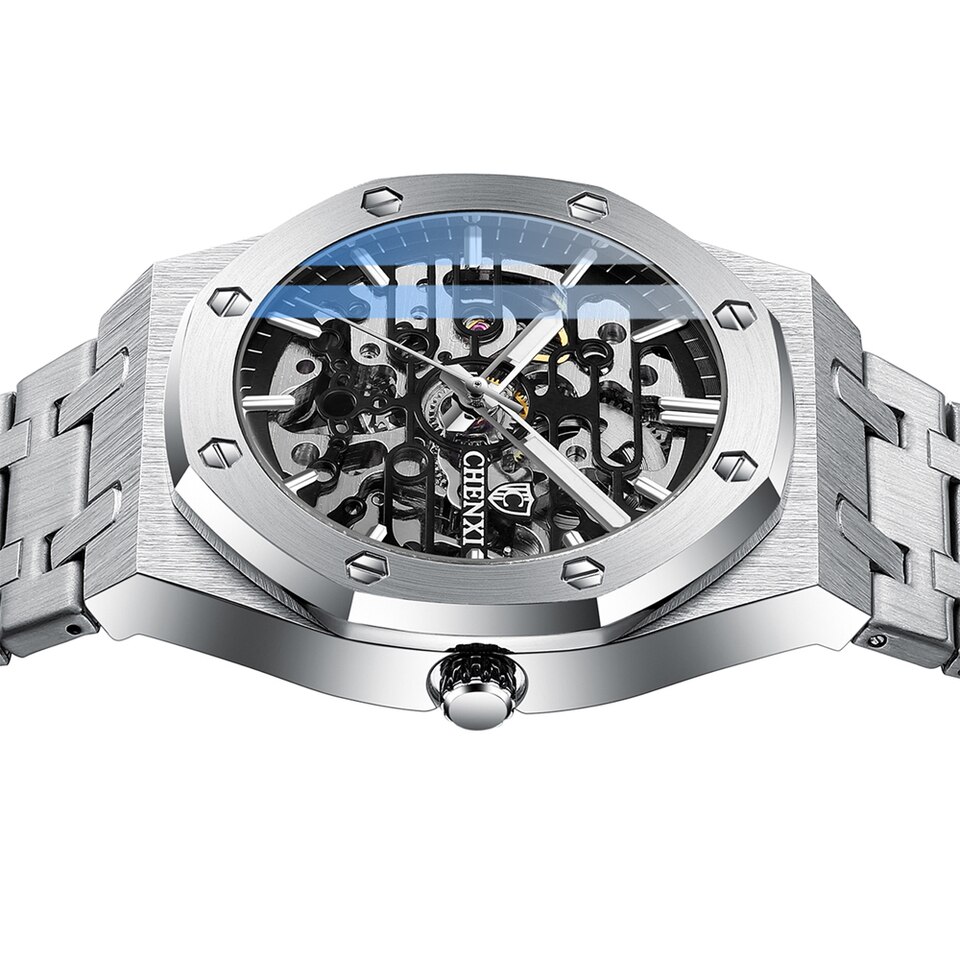 New Men Chenxi Automatic Watches Top Brand Mechanical Tourbillon Wrist Watch Waterproof Business Stainless Steel Sport Men Watches