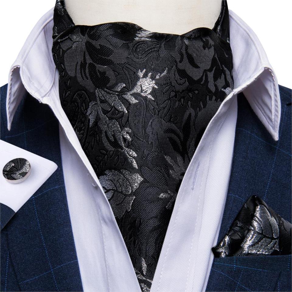 New Mew Luxury Vintage Cravat Ascot Tie Paisley Floral Formal Self British Style Gentleman Silk Tie Set For Wedding Party