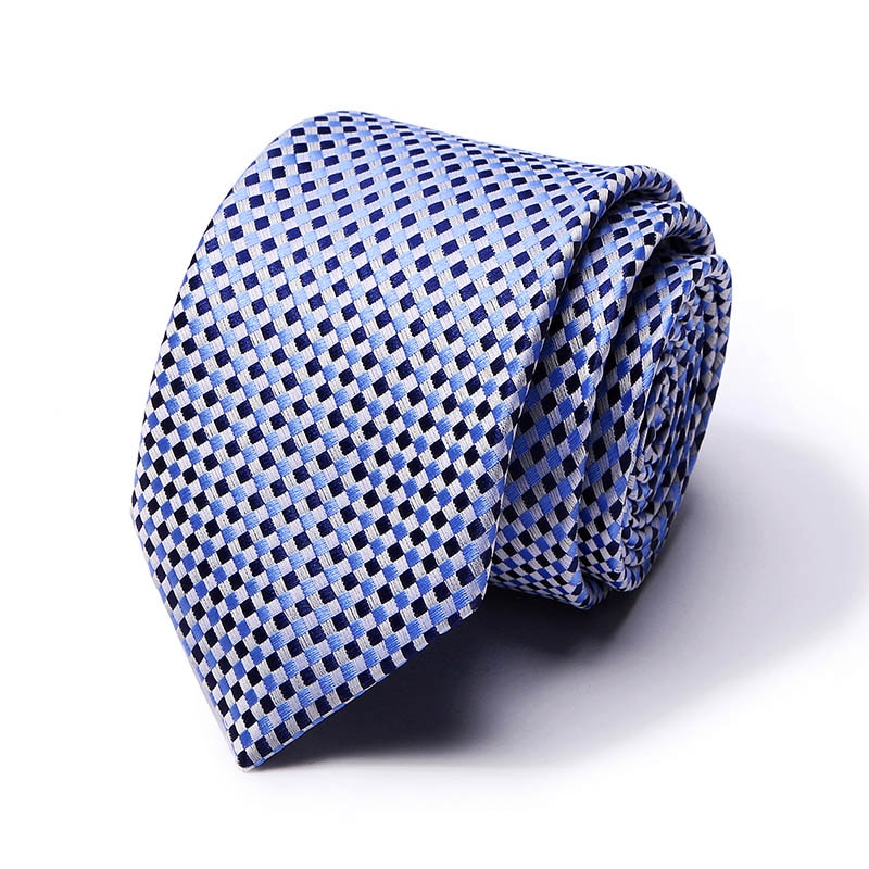 New Silk Tie For Men Classic Business Solid Stripe Plaid Dots 7.5cm Jacquard Necktie Accessories Daily Wear Cravat Wedding Dress