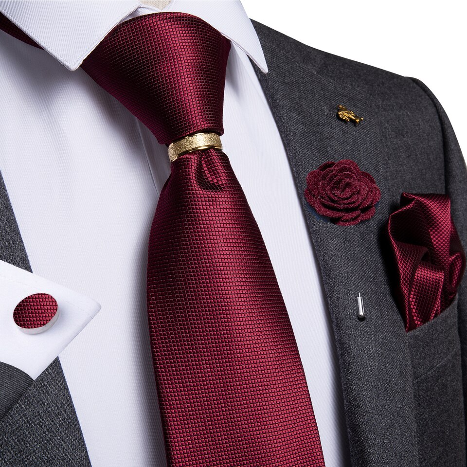 New Designer 8cm Men Luxury Wedding Ties For Silk Jacquard Woven Men Necktie Ring Brooch Cufflinks Hanky Set
