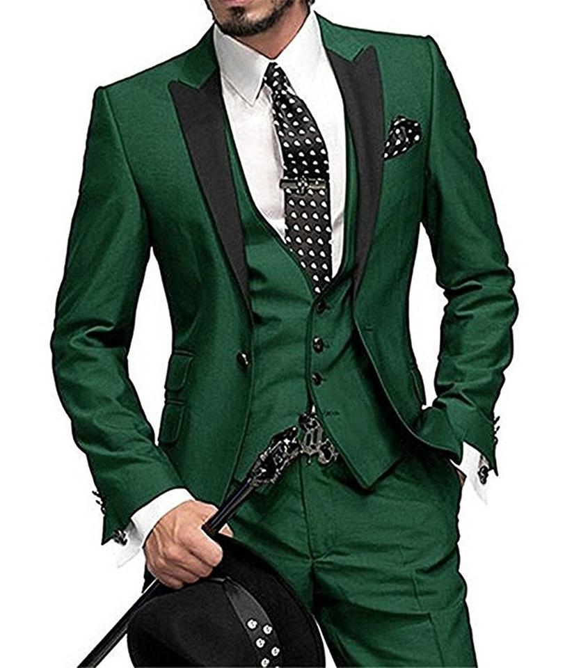 New Men Slim Fit Dress Suit 3 Pieces Burgundy Tuxedo Gentle-Mens Wedding Suits Notch lapel Groom Tuxedo Terno Jacket ants Vest
