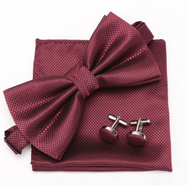 New Men Cravat Cufflinks Bowtie Fashion Butterfly Party Wedding Bow Ties for Men Girls Candy Solid Color Bowknot Tie Set