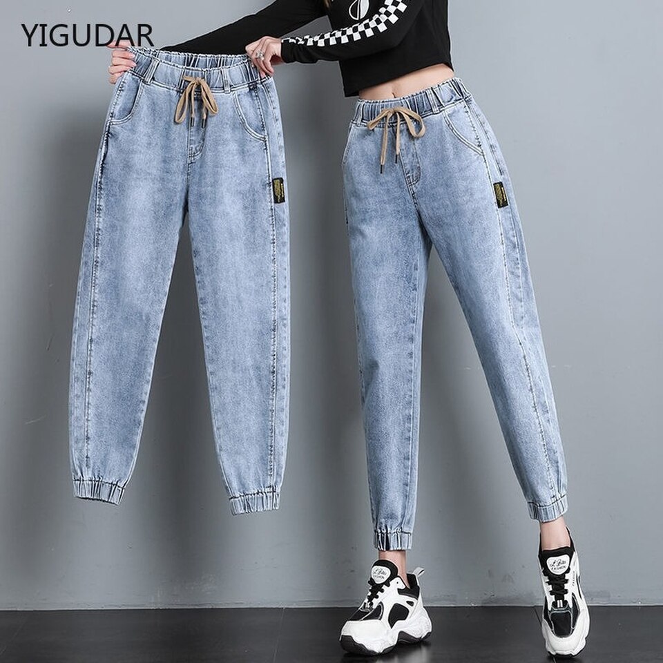 New Women Harem Pants Vintage High Waist Jeans Woman Ankle Length Mom Jeans Cowboy Denim Pants jeans for women jeans