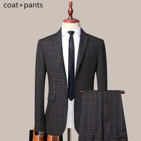 New Men Italian Business Suit Boutique Blazer Vest Trousers Italian Style Fashion Business Elegant Gentleman Plaid Slim Casual Dress 3 piece Set