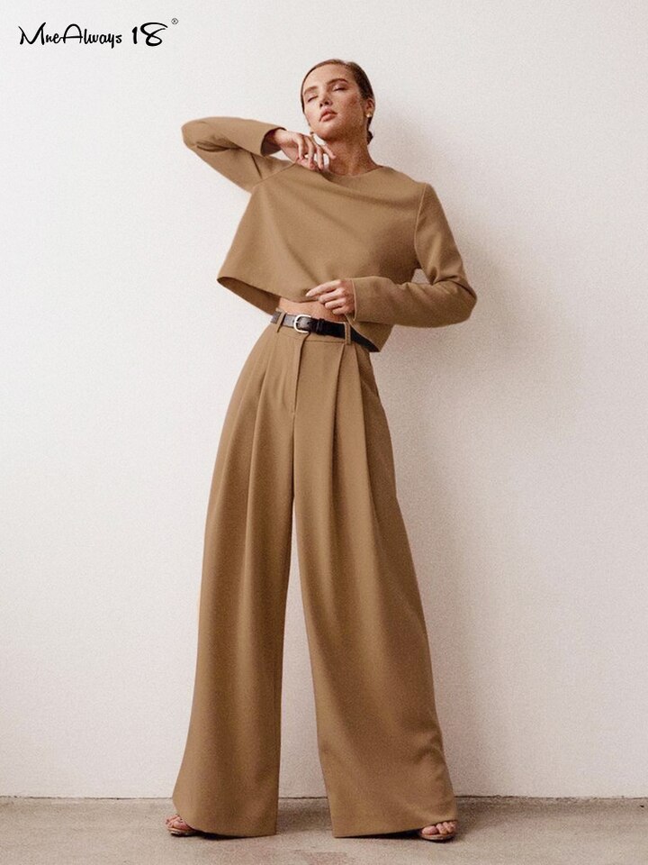 New Women Classic Wide Pants Floor Length Pleated Loose Women Trousers Spring Wide Leg Pants Vintage Female Palazzo Pants