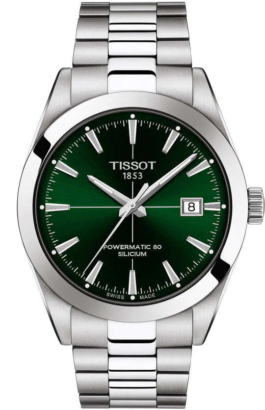 TISSOT GENTLEMAN POWERMATIC 80 SILICIUM Green Face Luxury Watch For Men