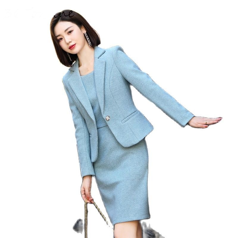 New High Quality Fabric Oversize Formal Women Business Suits with Dress and Jackets Coat OL Styles Ladies Office Work Wear Blazers