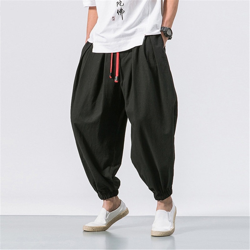 New Spring Men Loose Harem Pants Chinese Linen Overweight Sweatpants High Quality Casual Brand Oversize Trousers Male