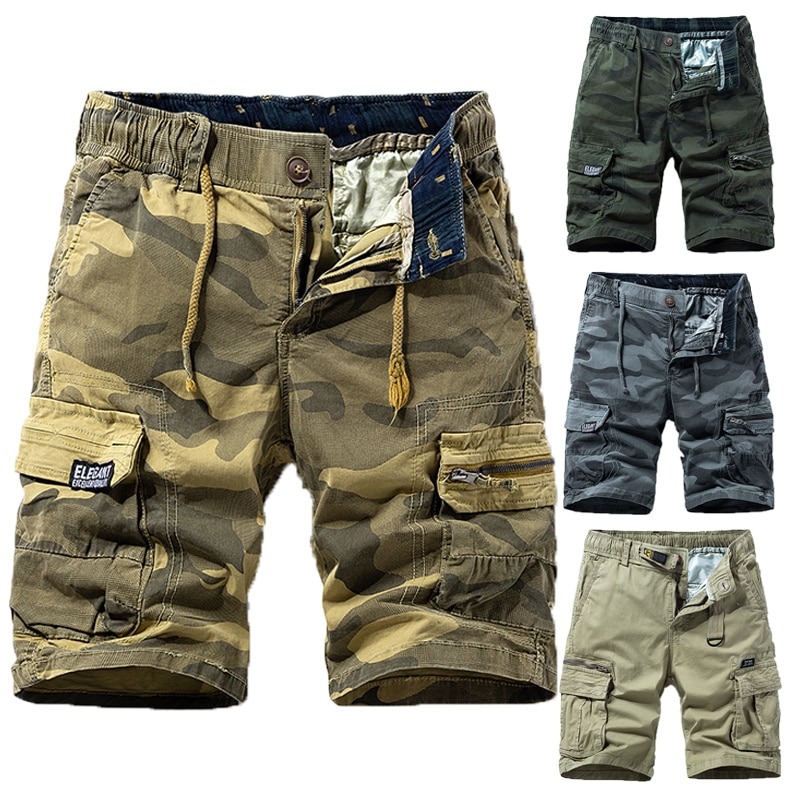 New Summer Men Cotton Cargo Camouflage Shorts Men Clothing Casual Breach Bermuda Beach Jogger Shorts