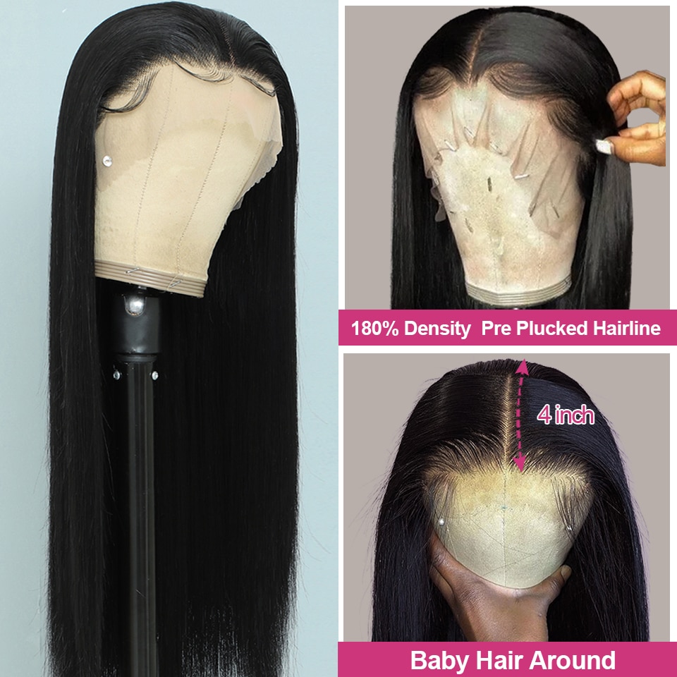 New Long 360 Lace Frontal Wigs For Women Heat Resistant Synthetic Lace Front Wig Baby Hair Transparent 13×4 Straight Lace Front Wigs