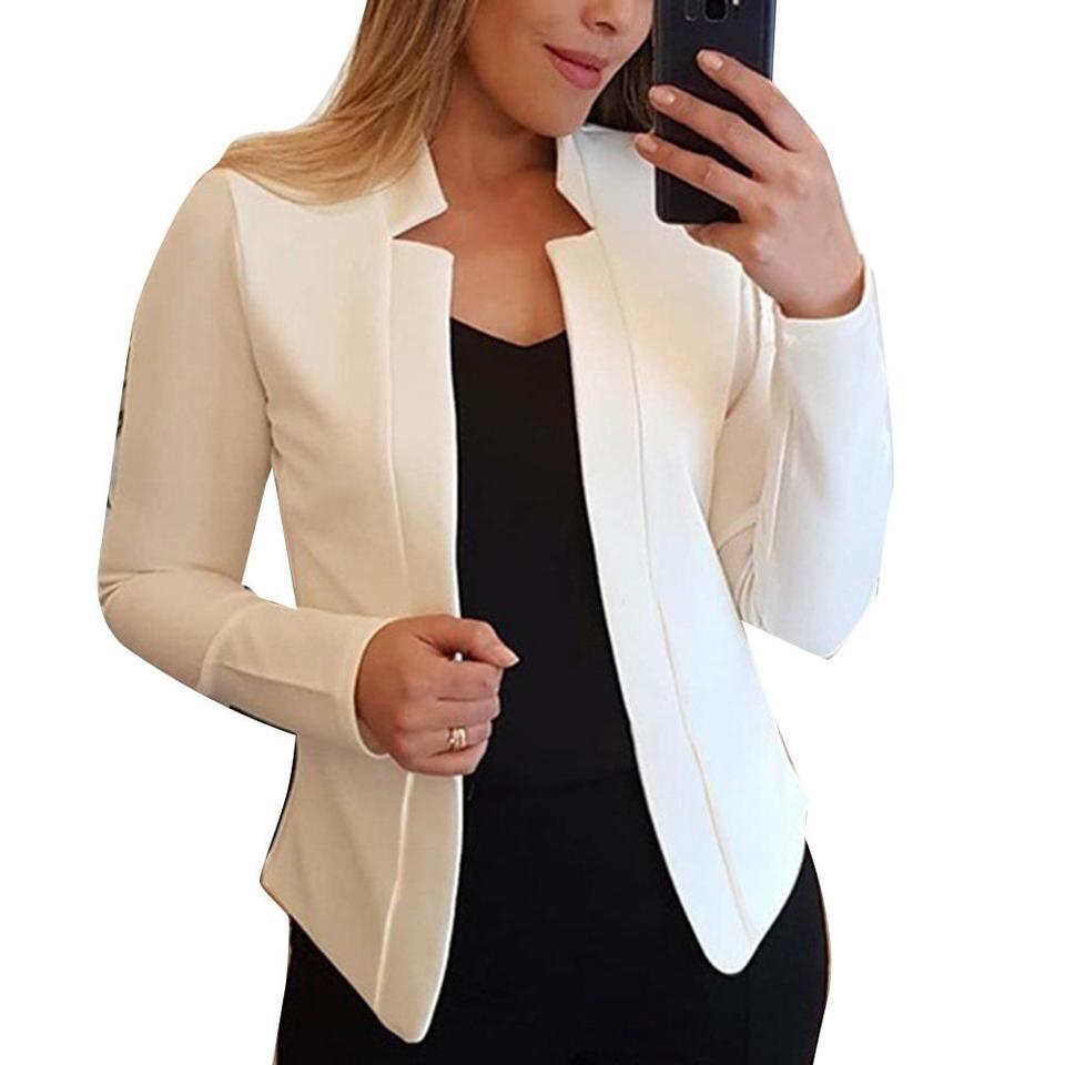 New Fall Fashion Women Solid Color Long Sleeve Stand Collar Slims Fit Blazer Coat Women Clothing Blazers Fashion Long Sleeve Suits
