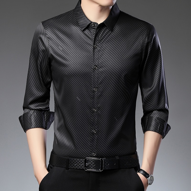 New Shirts Men Slim Fit Luxury Striped Shirt Spring Thin Long Sleeve Camisa Masculina Korean Casual Men Clothing C847