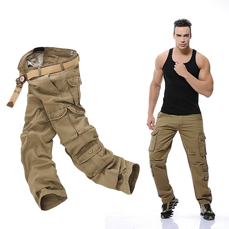 New Fashion Military Cargo Pants Men Loose Baggy Tactical Trousers Outdoor Casual Cotton Cargo Pants Men Multi Pockets Big size
