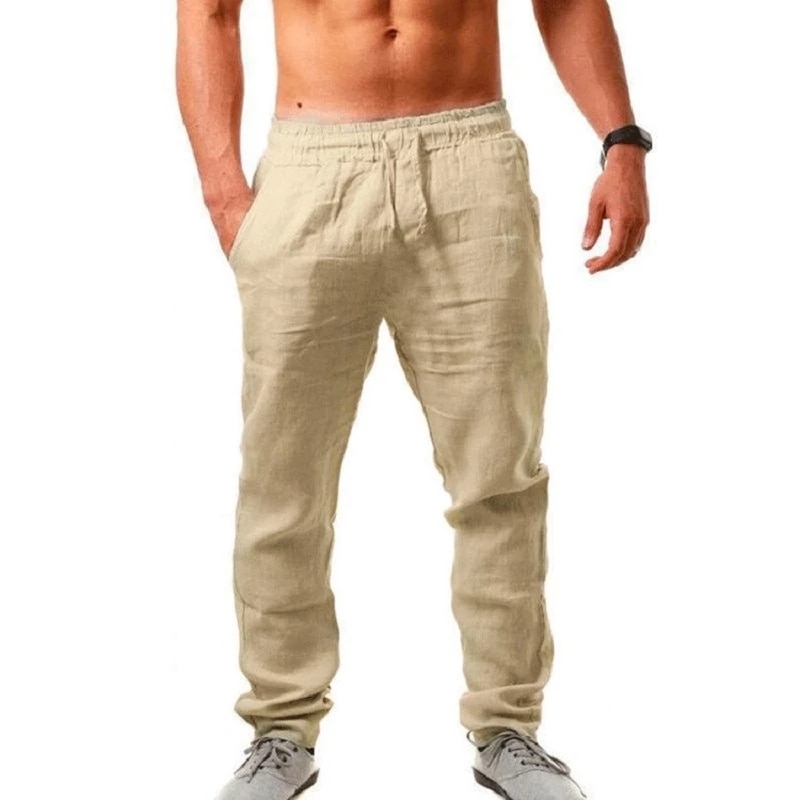 New Men Cotton Linen Pants Male Autumn New Breathable Solid Color Linen Trousers Fitness Streetwear S 3XL