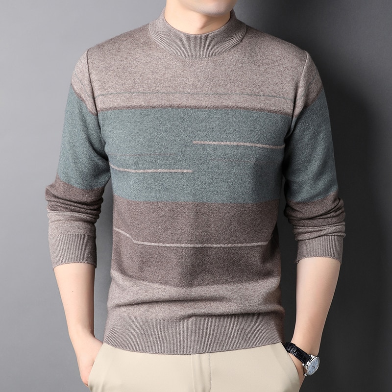 New Fashion Sweater Wool Top Grade Autumn Winter Warm Knitwear Pullover Men Casual  O-Neck Jumper Men Clothing Y366