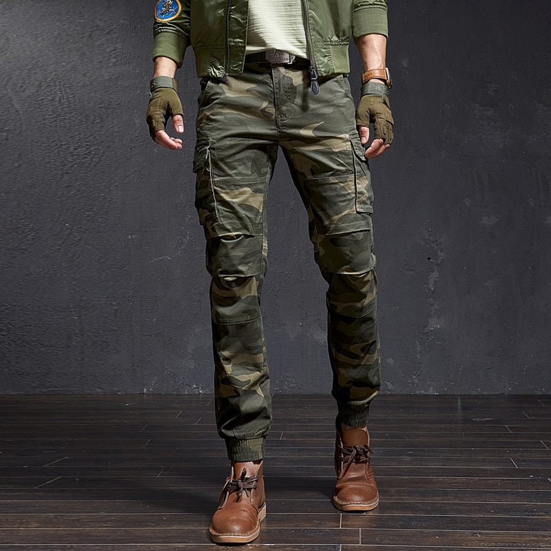 New High Quality Slim Military Camouflage Casual Tactical Cargo Pants Streetwear Harajuku Joggers Men Clothing Trousers