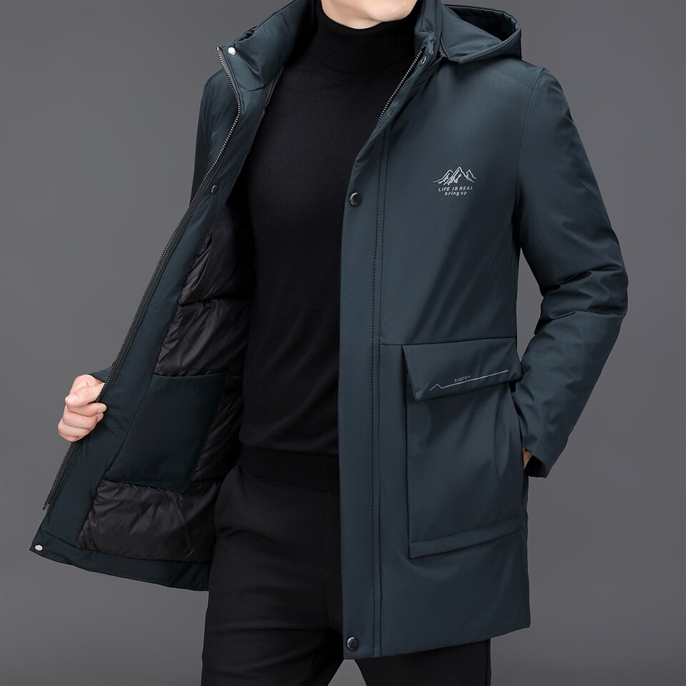 New Winter Casual Fashion  Hooded Men Long Parka Jacket Heavy Thick Warm Outerwear Windbreaker Coats Man Clothes