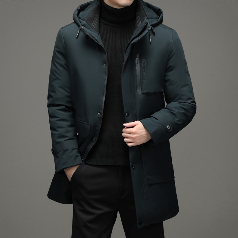 New Brand Casual Winter Jacket High Quality Fashion Thick Warm Men Parka Hooded Long Windbreaker Coats Mens Clothing J728