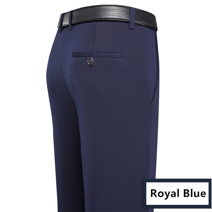 New Formal Pants Men Thick Autumn Black Blue Grey Elastic Stretch Business Loose Suit Big Plus Size 46 48 50 52 Office Trousers