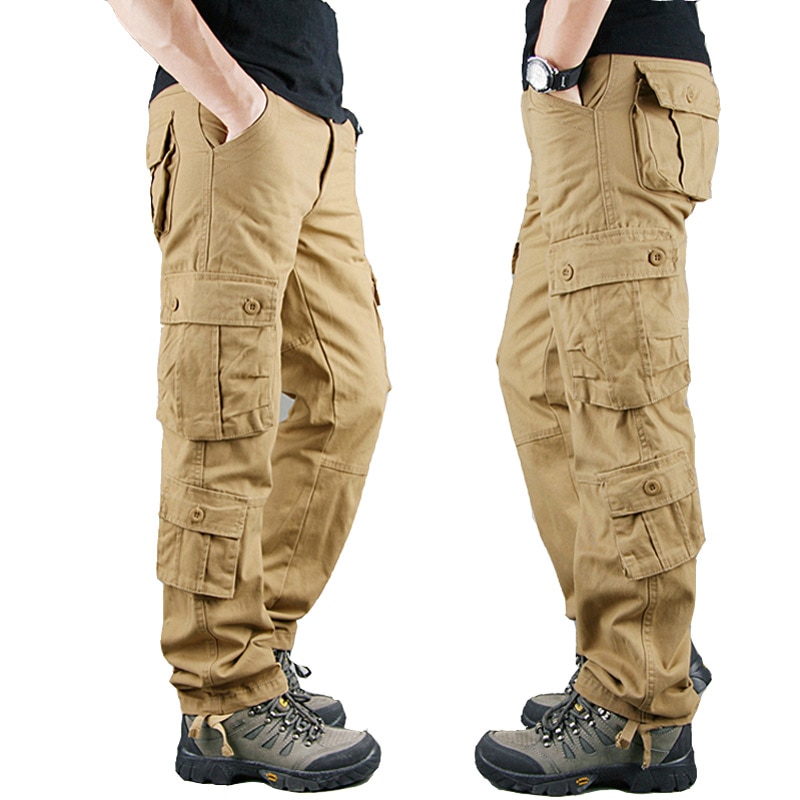 New Spring Men Cargo Pants Khaki Military Men Trousers Casual Cotton Tactical Pants Men Big Size Army Pantalon Military Homme