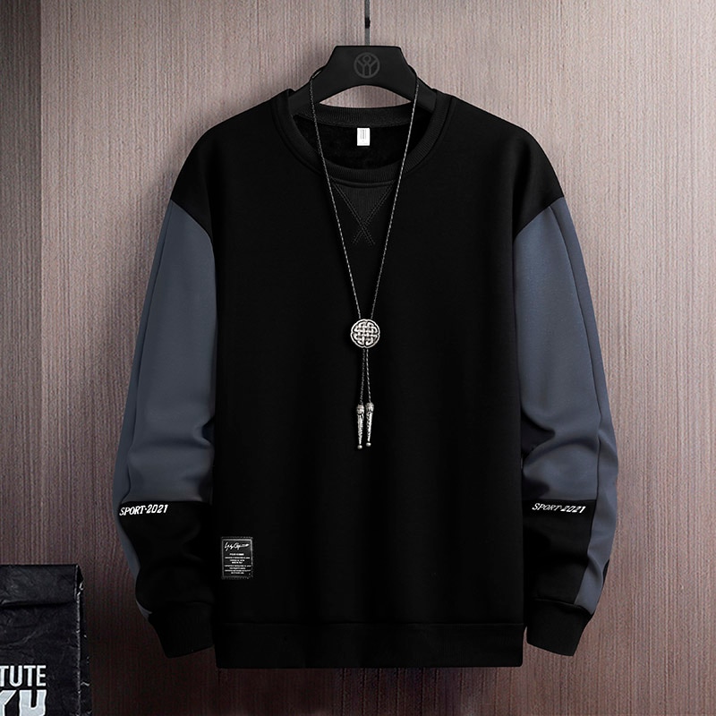 New Solid Color Black White Patchwork Sweatshirt Men Hoodies Spring Autumn Hoody Casual Streetwear Clothes