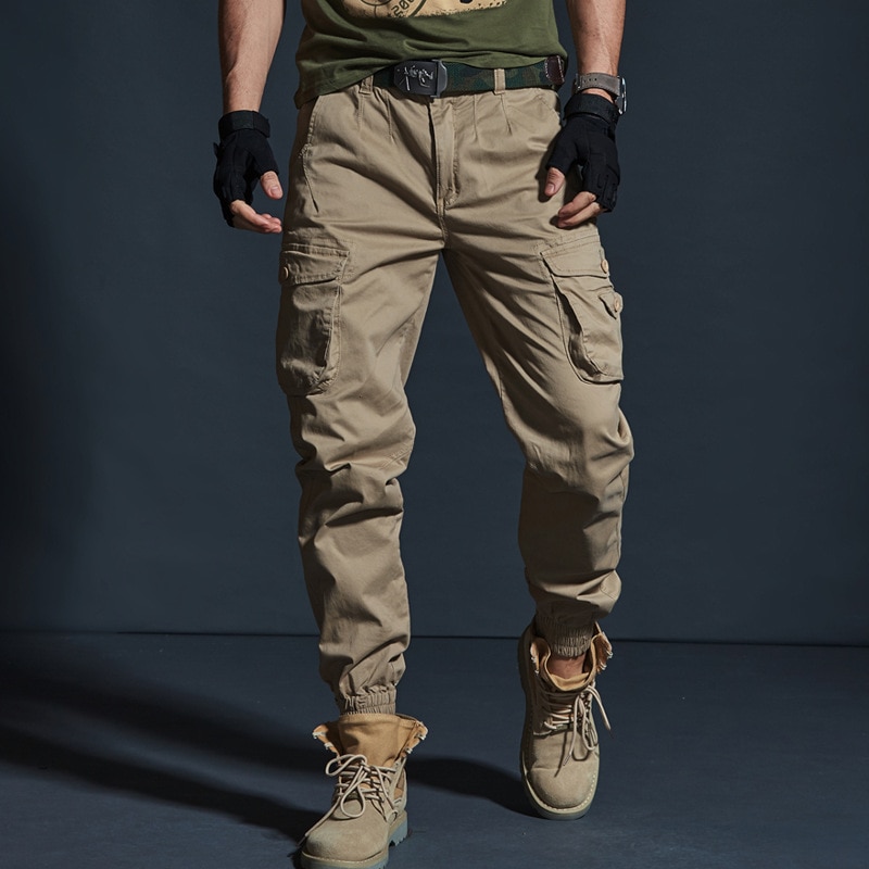 New High Quality Khaki Casual Pants Men Military Tactical Joggers Camouflage Cargo Pants Multi-Pocket Fashions Black Army Trousers