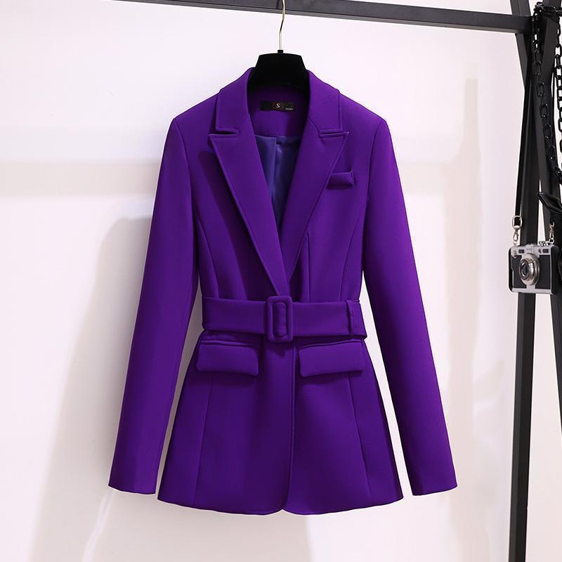 New Autumn Women Purple Simple Blazer Work Office Ladies Suit Blazer Coat Fashionable Professional Suit Two Piece Suit
