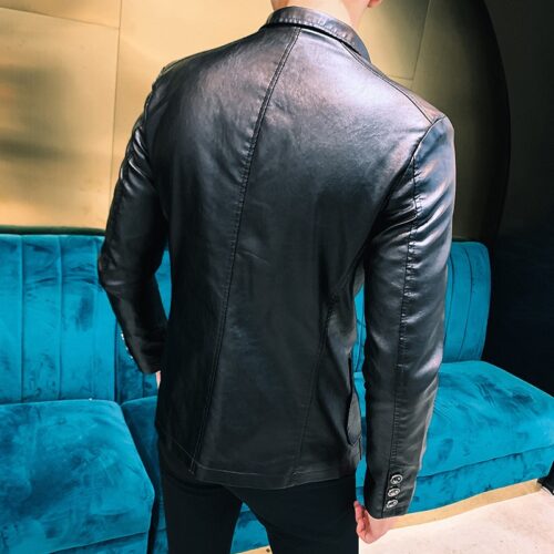 New Dress Suit Coat men jackets Business leather jackets men's Pu Blazers new Korean style slim thin trend leather jackets - Image 4