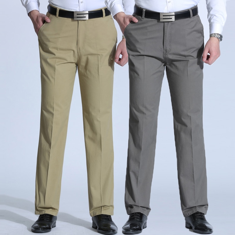 New Men Spring and Summer Brand Trousers Middle-aged Men Trousers Thin Casual Solid Color  Loose Pant  High Waist Man Trouser Pant
