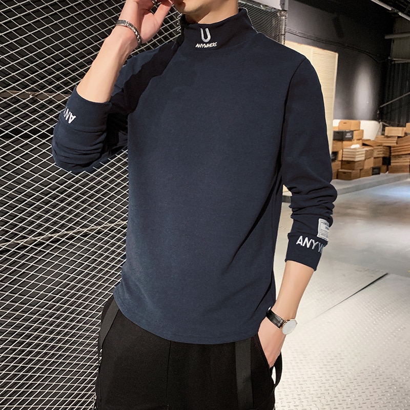 New Cashmere T Shirts Men Long Sleeve Embroidery Letter T Shirt Homme ...