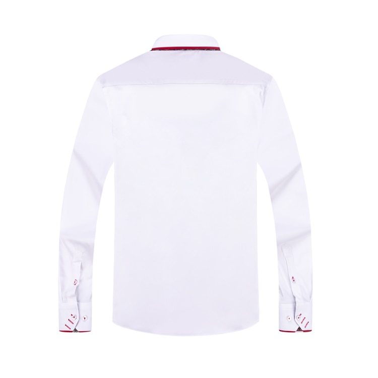 New Spring Fall Men Slim Fit Long Sleeve Shirts Free Iron Chinese Double Collar Trend White Fashion Business Casual Shirt