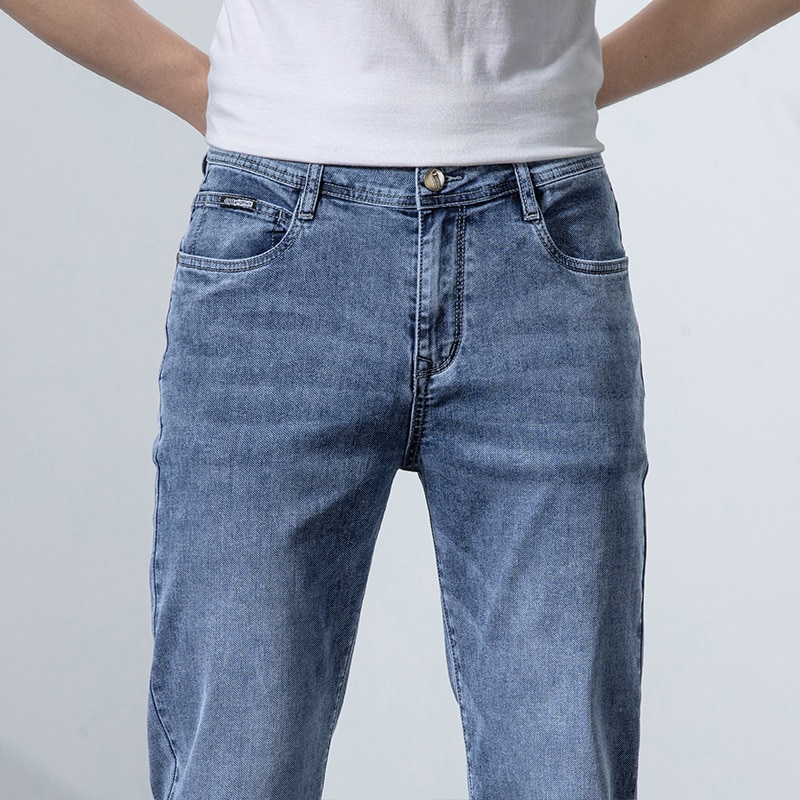 New Men Stretch Skinny Jeans New Spring Fashion Casual Cotton Denim Slim Fit Pants Male Trousers