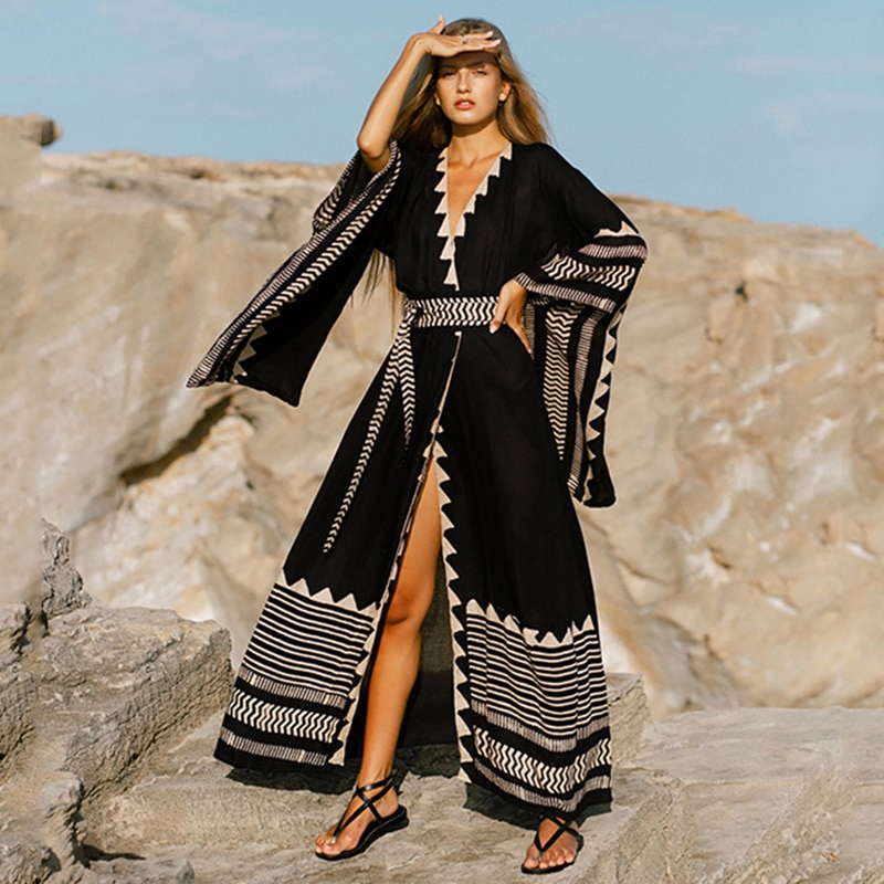 New Women Beach Summer Maxi Dresses Outfits for Women Swimsuit Cover Up Boho Clothing Bohemian Clothes