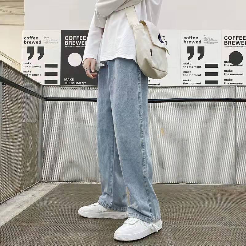 New Spring And Autumn Street Men Jeans Casual Loose Jean Pants for Men Korean Version Fashion Straight Wide Leg Pants