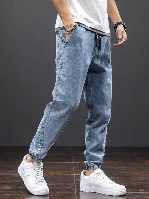 New Spring Summer Black Blue Cargo Jeans Men Streetwear Denim Jogger ...